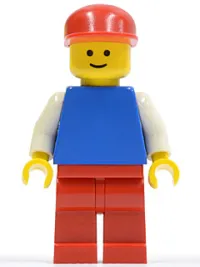 LEGO Plain Blue Torso with White Arms, Red Legs, Red Cap minifigure