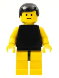 LEGO Plain Black Torso with Yellow Arms, Yellow Legs, Black Male Hair minifigure