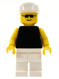 LEGO Plain Black Torso with Yellow Arms, White Legs, White Cap, Sunglasses minifigure