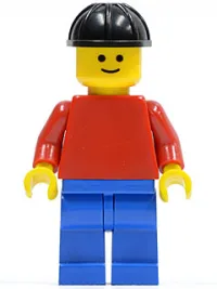 LEGO Plain Red Torso with Red Arms, Blue Legs, Black Construction Helmet minifigure
