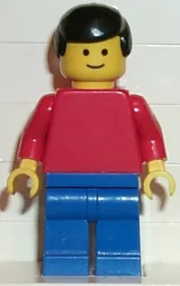 LEGO Plain Red Torso with Red Arms, Blue Legs, Black Male Hair minifigure