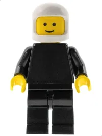 LEGO Plain Black Torso with Black Arms, Black Legs, White Classic Helmet minifigure