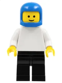LEGO Plain White Torso with White Arms, Black Legs, Blue Classic Helmet minifigure