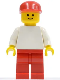 LEGO Plain White Torso with White Arms, Red Legs, Red Cap minifigure