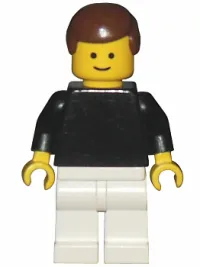 LEGO Plain Black Torso with Black Arms, White Legs, Brown Male Hair minifigure