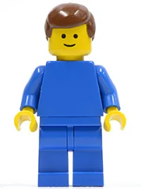 LEGO Plain Blue Torso with Blue Arms, Blue Legs, Brown Male Hair minifigure