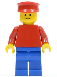 LEGO Plain Red Torso with Red Arms, Blue Legs, Red Hat minifigure