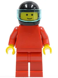 LEGO Plain Red Torso with Red Arms, Red Legs, Black Helmet, Trans-Light Blue Visor minifigure