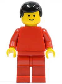 LEGO Plain Red Torso with Red Arms, Red Legs, Black Male Hair minifigure