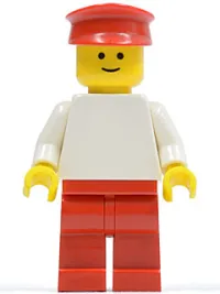 LEGO Plain White Torso with White Arms, Red Legs, Red Hat minifigure