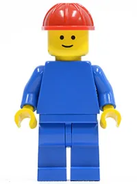 LEGO Plain Blue Torso with Blue Arms, Blue Legs, Red Construction Helmet minifigure