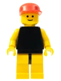 LEGO Plain Black Torso with Yellow Arms, Yellow Legs, Red Cap minifigure