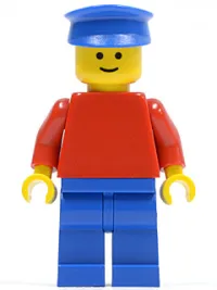 LEGO Plain Red Torso with Red Arms, Blue Legs, Blue Hat minifigure