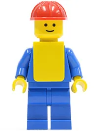 LEGO Plain Blue Torso with Blue Arms, Blue Legs, Red Construction Helmet, Yellow Vest minifigure