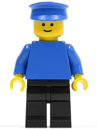 LEGO Plain Blue Torso with Blue Arms, Black Legs, Blue Hat minifigure