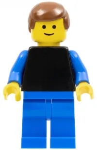 LEGO Plain Black Torso with Blue Arms, Blue Legs, Brown Male Hair minifigure