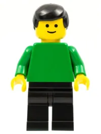 LEGO Plain Green Torso with Green Arms, Black Legs, Black Male Hair minifigure