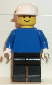 LEGO Plain Blue Torso with Blue Arms, Black Legs, White Cap minifigure