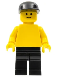 LEGO Plain Yellow Torso with Yellow Arms, Black Legs, Black Cap minifigure