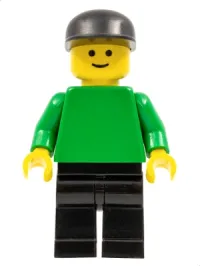 LEGO Plain Green Torso with Green Arms, Black Legs, Black Cap minifigure