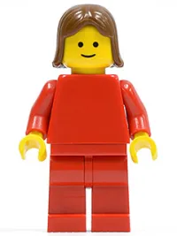 LEGO Plain Red Torso with Red Arms, Red Legs, Brown Female Hair minifigure