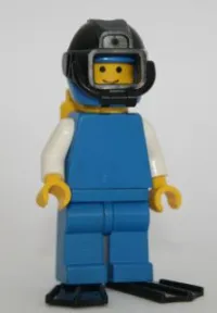 LEGO Plain Blue Torso with White Arms, Blue Legs, Blue Helmet, Black Underwater Visor, Yellow Air Tanks, Black Flippers - Diver minifigure