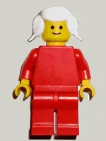 LEGO Plain Red Torso with Red Arms, Red Legs, White Pigtails Hair minifigure