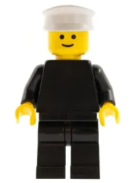 LEGO Plain Black Torso with Black Arms, Black Legs, White Hat minifigure