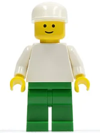 LEGO Plain White Torso with White Arms, Green Legs, White Cap, Standard Grin minifigure
