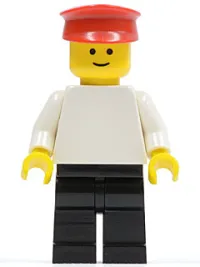LEGO Plain White Torso with White Arms, Black Legs, Red Hat minifigure