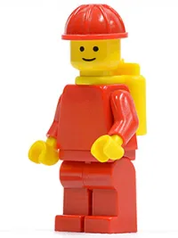 LEGO Plain Red Torso with Red Arms, Red Legs, Red Construction Helmet, Yellow Air Tanks minifigure