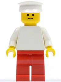 LEGO Plain White Torso with White Arms, Red Legs, White Hat minifigure