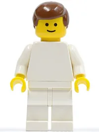 LEGO Plain White Torso with White Arms, White Legs, Brown Male Hair minifigure