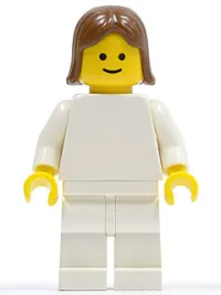 LEGO Plain White Torso with White Arms, White Legs, Brown Female Hair minifigure