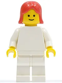 LEGO Plain White Torso with White Arms, White Legs, Red Female Hair minifigure