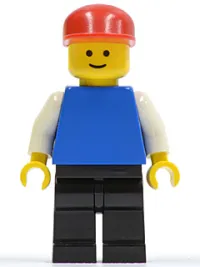 LEGO Plain Blue Torso with White Arms, Black Legs, Red Cap minifigure