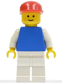LEGO Plain Blue Torso with White Arms, White Legs, Red Cap minifigure