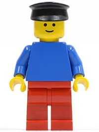 LEGO Plain Blue Torso with Blue Arms, Red Legs, Black Hat minifigure