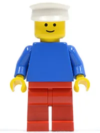 LEGO Plain Blue Torso with Blue Arms, Red Legs, White Hat minifigure