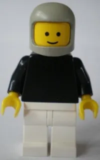 LEGO Plain Black Torso with Black Arms, White Legs, Light Gray Classic Helmet minifigure