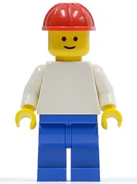 LEGO Plain White Torso with White Arms, Blue Legs, Red Construction Helmet minifigure