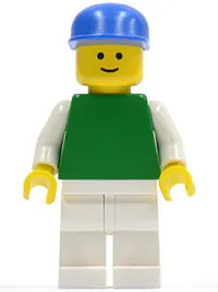 LEGO Plain Green Torso with White Arms, White Legs, Blue Cap minifigure