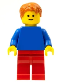 LEGO Plain Blue Torso with Blue Arms, Red Legs, Dark Orange Hair minifigure