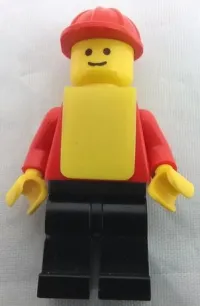 LEGO Plain Red Torso with Red Arms, Black Legs, Red Construction Helmet, Yellow Vest minifigure