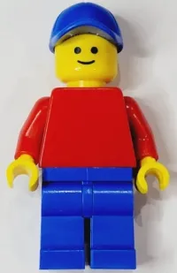 LEGO Plain Red Torso with Red Arms, Blue Legs, Blue Cap minifigure