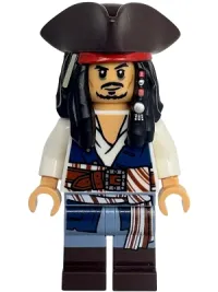 LEGO Captain Jack Sparrow - White Shirt, Dark Blue Plain Vest, Dark Brown Boots, Tricorne minifigure
