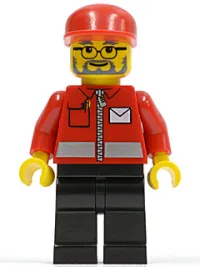 LEGO Post Office White Envelope and Stripe, Black Legs, Red Cap, Beard and Glasses minifigure