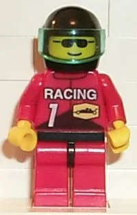 LEGO Racing Team 1, Black Helmet, Trans-Light Blue Visor minifigure