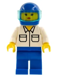 LEGO Shirt with 2 Pockets, Blue Legs, Blue Helmet, Trans-Light Blue Visor minifigure