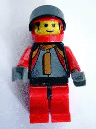LEGO Racer Driver, Car 84, Red/Black, Red Flame Helmet minifigure